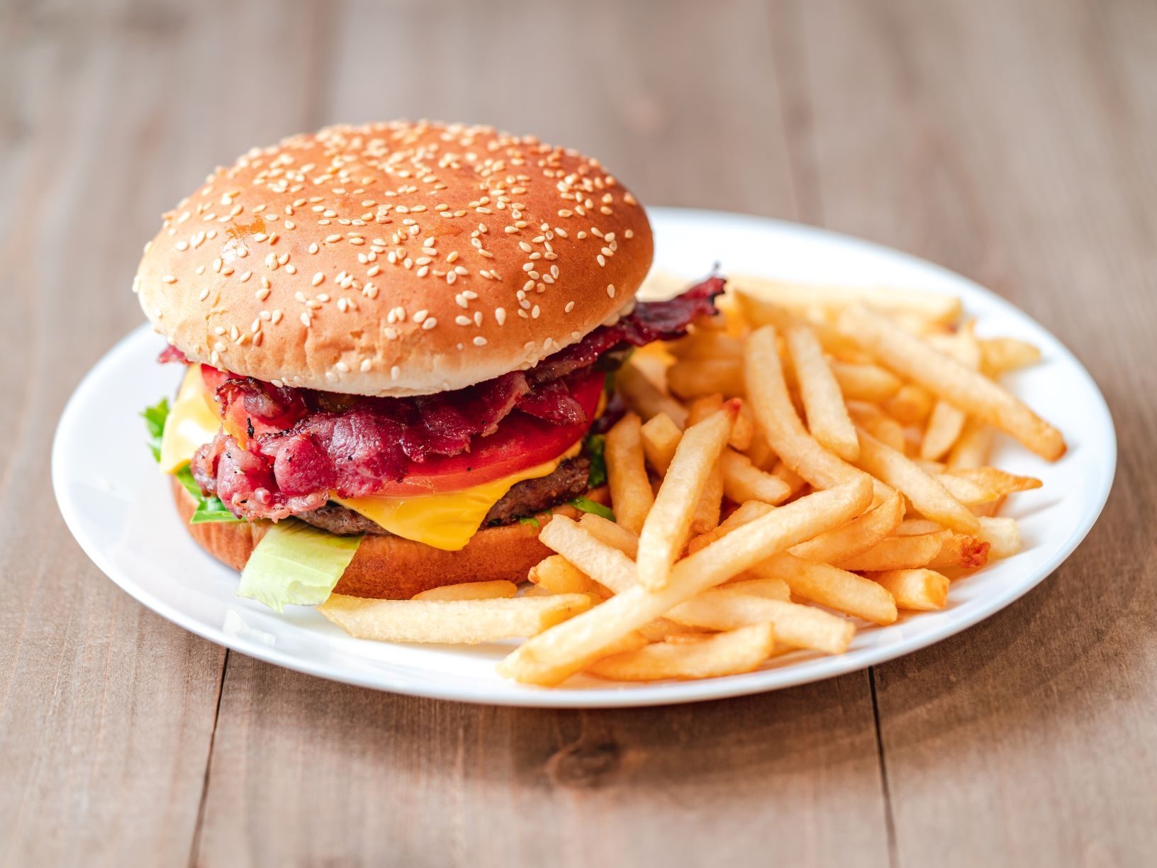 Halal Beef Bacon Cheese Burger Combo.