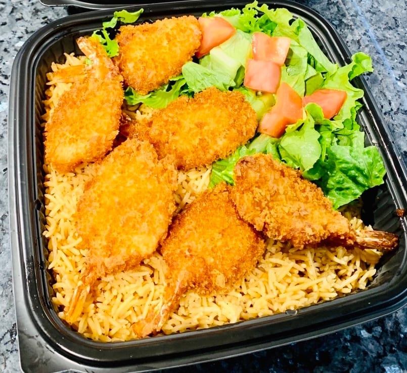 13. Jumbo Shrimp Over Rice.